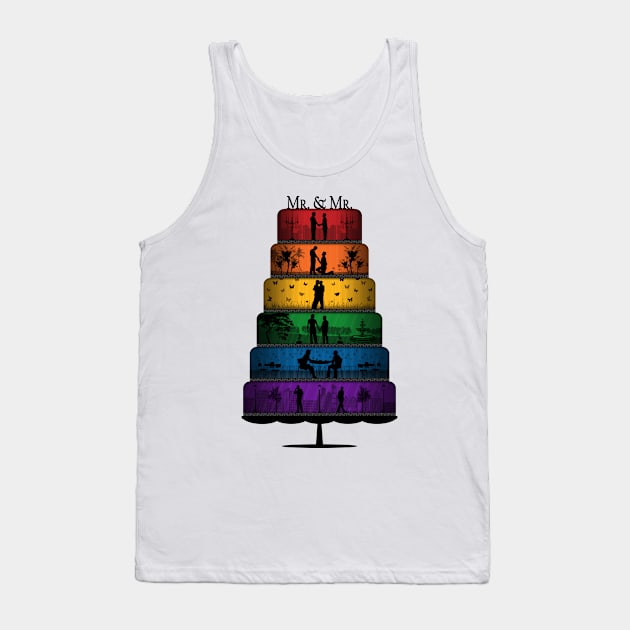 Gay Pride Wedding Cake with Rainbow Tiers Tank Top by LiveLoudGraphics